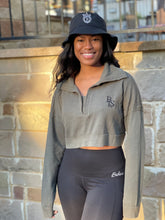 Acid Wash Waffle-Knit V-Neck Cropped