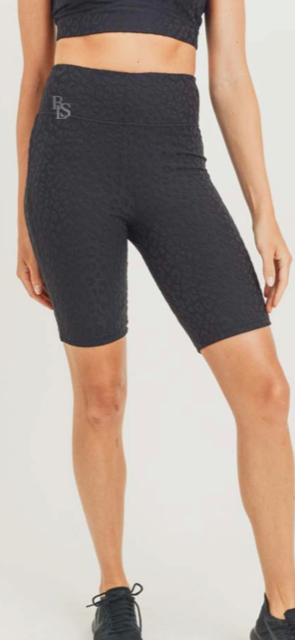 Leopard Print Bermuda Short High-waist Leggings - Black Leopard Print Bermuda Short High-waist Leggings - Black