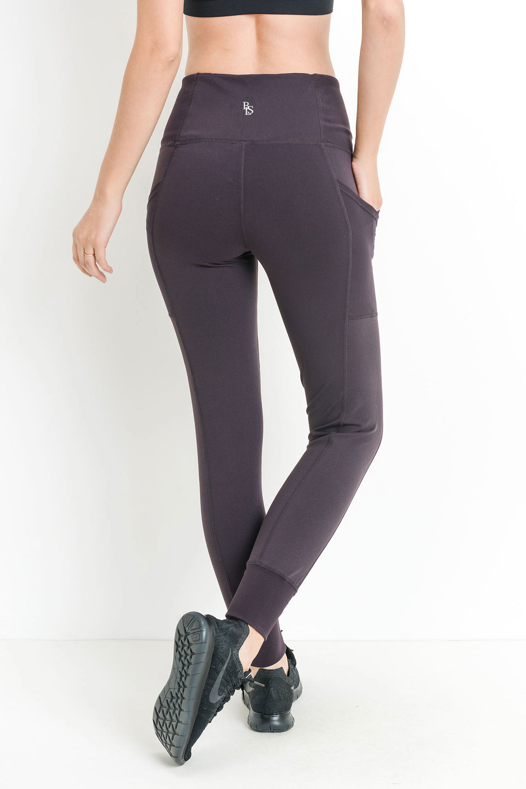 Wholesale Womens High Waist Tummy Control Sports Leggings With Side Mesh  Pocket Panels - Mauve